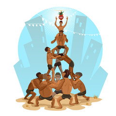Janmashtami Dahi Handi Illustration, Indian Festival, That Involves Making A Human Pyramid And Breaking An Earthen Pot Filled With Curd Tied At A Convenient Height