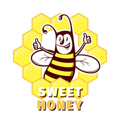 Bee honey emblem