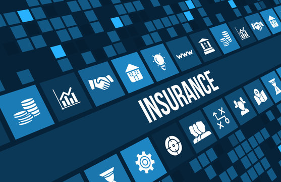 Insurance concept image with business icons and copyspace. Excellent for health, auto, house, travel,business and any other insurance concept
