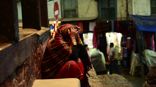 Old woman in the street of Kathmandu