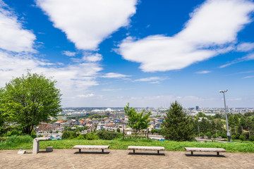 住宅街を見下ろす丘