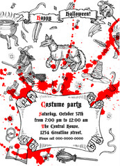 Medieval engraving style Halloween poster. 