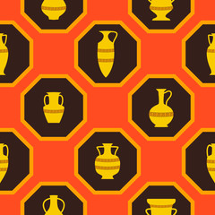 Fototapeta premium Seamless background with antique amphoras for your design