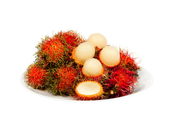 Fresh rambutan with rambutan stag