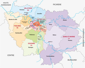 Ile-de-France administrative map