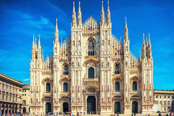 Fototapeta na wymiar Daytime view of famous Milan Cathedral Duomo
