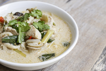 thai cuisine- tom kha kai -chicken in coconut milk soup