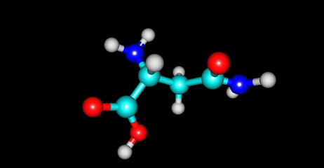 Asparagine molecule isolated on black