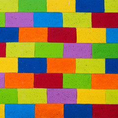 Multicolor painted brick wall texture