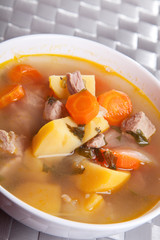 Veal soup with vegetables