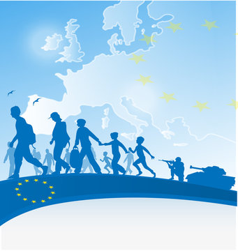  immigration people on europe  background