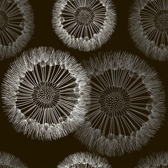 Panele Szklane Podświetlane  Wzór z mniszka lekarskiego. Ręcznie rysowane tła kwiatowy.