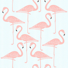 Vector seamless pattern with flamingos
