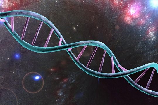 DNA, double helix of DNA, DNA chains on space background, scientific background. Elements of this image furnished by NASA