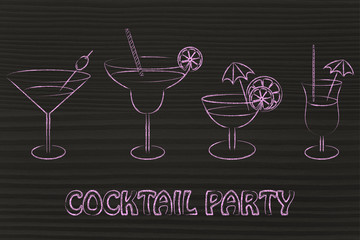 cocktail party: set of drink glasses