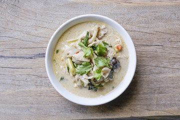 thai cuisine- tom kha kai -chicken in coconut milk soup