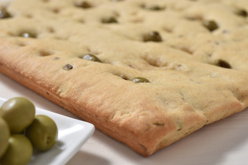 Italian focaccia bread with olives