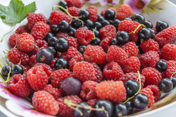 Different Berries Mixed On The Saucer