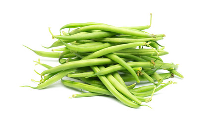 green beans on white background