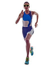 woman triathlon ironman runner running athlete