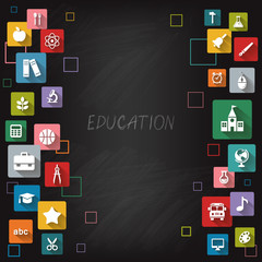 Background with vector School and Education flat icons