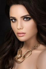 Beauty portrait of young pretty brunette girl