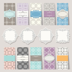 Templates, cards, frames, labels in vintage style.