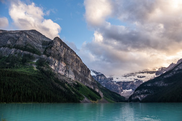 Lake Louise at sunset in Banff National Park, Canada