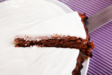 Chocolate cake with white cream