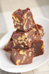 Homemade chocolate with walnuts