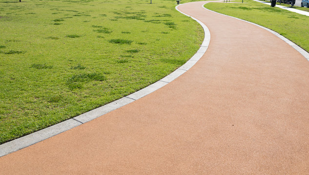 A walking path in a park