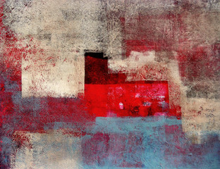 Czerwona i beżowa sztuka abstrakcyjna - 90400604