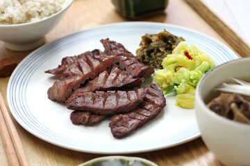grilled beef tongue set meal, Sendai gyutan teishoku, japanese food