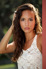 Fototapeta premium Outdoors portrait of attractive girl