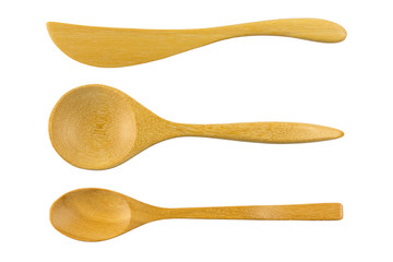 Wooden spoon isolated on white background