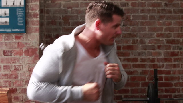 Male athlete doing a boxing workout