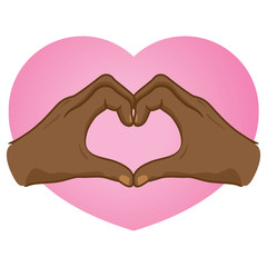 Fototapeta premium Illustration hands forming a heart, African descent