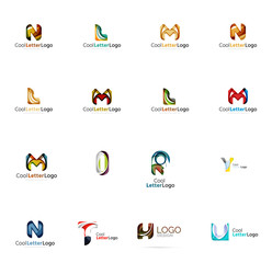 Set of universal company logo ideas, business icon collection
