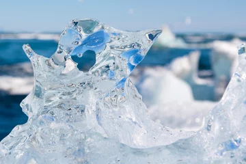 Deurstickers Gletsjers Ice heart. Melting glaciers climate change concept. Drifting icebergs in Jokulsarlon lagoon. South Iceland, Vatnajokull glacier. Amazing travel destination.