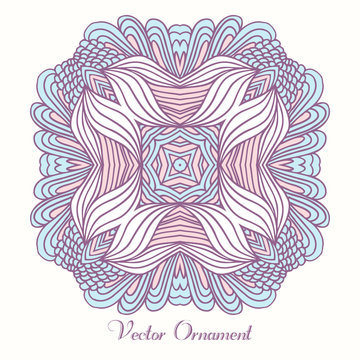 Hand drawn square ornament. Card template with mandala