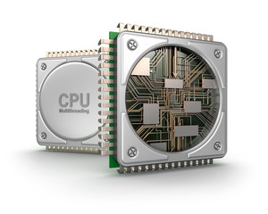 Central computer processors CPU isolated on white background
