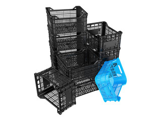 Plastic crates. 3D isolated