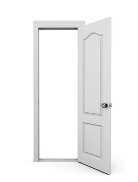 Open door on a white