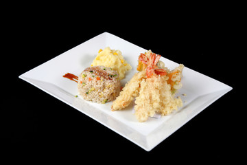 menu of fried fish with rice