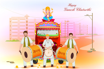 Lord Ganesha procession for Ganesh Chaturthi