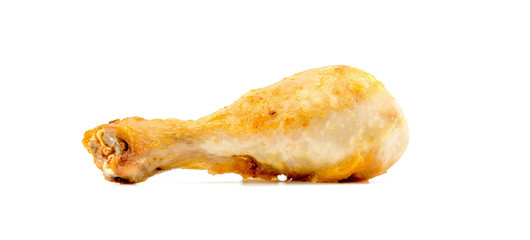 chicken leg close-up isolated on a white background