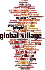 Global village word cloud concept. Vector illustration