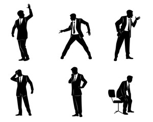 Six businessman silhouettes