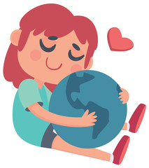 Girl hugging the World