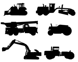 Construction machinery silhouettes © ashva73